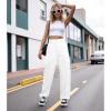 imageAmerican Trends Cargo Pants Women Baggy Pants Y2K Parachute Pants with Multiple Pockets Trendy Lightweight Pants for WomanWhite