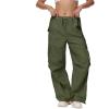 imageAmerican Trends Parachute Pants for Women Cargo Pants Women Baggy Y2K Pants Drawstring Elastic Waist SweatpantsArmy Green