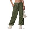 imageAmerican Trends Parachute Pants for Women Cargo Pants Women Baggy Y2K Pants Drawstring Elastic Waist SweatpantsArmy Green