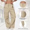 imageAmerican Trends Parachute Pants for Women Cargo Pants Women Baggy Y2K Pants Drawstring Elastic Waist SweatpantsArmy Green