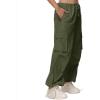 imageAmerican Trends Parachute Pants for Women Cargo Pants Women Baggy Y2K Pants Drawstring Elastic Waist SweatpantsArmy Green