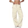 imageAmerican Trends Parachute Pants for Women Cargo Pants Women Baggy Y2K Pants Drawstring Elastic Waist SweatpantsBeige