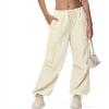 imageAmerican Trends Parachute Pants for Women Cargo Pants Women Baggy Y2K Pants Drawstring Elastic Waist SweatpantsBeige