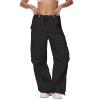 imageAmerican Trends Parachute Pants for Women Cargo Pants Women Baggy Y2K Pants Drawstring Elastic Waist SweatpantsBlack