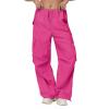 imageAmerican Trends Parachute Pants for Women Cargo Pants Women Baggy Y2K Pants Drawstring Elastic Waist SweatpantsRose Red