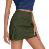 imageWomens Cargo Skirt Low Waist Denim Mini Skirt Y2k Button Cargo Skirts for Women with PocketsArmy Green