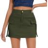 imageWomens Cargo Skirt Low Waist Denim Mini Skirt Y2k Button Cargo Skirts for Women with PocketsArmy Green
