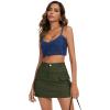 imageWomens Cargo Skirt Low Waist Denim Mini Skirt Y2k Button Cargo Skirts for Women with PocketsArmy Green