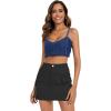 imageWomens Cargo Skirt Low Waist Denim Mini Skirt Y2k Button Cargo Skirts for Women with PocketsBlack