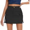 imageWomens Cargo Skirt Low Waist Denim Mini Skirt Y2k Button Cargo Skirts for Women with PocketsBlack