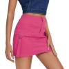 imageWomens Cargo Skirt Low Waist Denim Mini Skirt Y2k Button Cargo Skirts for Women with PocketsHot Pink