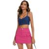 imageWomens Cargo Skirt Low Waist Denim Mini Skirt Y2k Button Cargo Skirts for Women with PocketsHot Pink