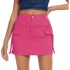 imageWomens Cargo Skirt Low Waist Denim Mini Skirt Y2k Button Cargo Skirts for Women with PocketsHot Pink