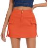 imageWomens Cargo Skirt Low Waist Denim Mini Skirt Y2k Button Cargo Skirts for Women with PocketsOrange