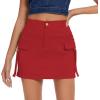 imageWomens Cargo Skirt Low Waist Denim Mini Skirt Y2k Button Cargo Skirts for Women with PocketsRed