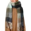imageAmerican Trends Womens Chunky Blanket Oversized Long Big Plaid Warm Wrap ScarfBlack Plaid