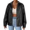 imageFaux Leather Jacket Women Black Pleather Bomber Jacket Oversized Leather Blazer Motorcycle Jacket Biker Jacket Winter Coat Black S