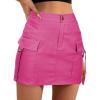 imageWomens Cargo Skirt Low Waist Denim Mini Skirt Y2k Button Cargo Skirts for Women with PocketsHot Pink