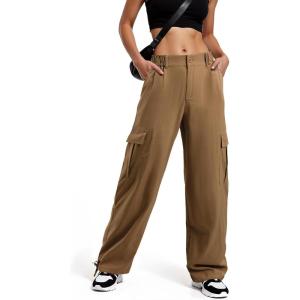 imageAmerican Trends Cargo Pants Women Baggy Pants Y2K Parachute Pants with Multiple Pockets Trendy Lightweight Pants for WomanBrown