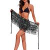 imageBelly Dance Skirt Sequins Tassel Hip Scarf Fringe Skirt Rave Party Dance Performance Costume for Women GirlsBlack