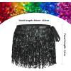 imageBelly Dance Skirt Sequins Tassel Hip Scarf Fringe Skirt Rave Party Dance Performance Costume for Women GirlsBlack