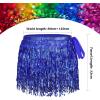 imageBelly Dance Skirt Sequins Tassel Hip Scarf Fringe Skirt Rave Party Dance Performance Costume for Women GirlsBlue