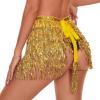 imageBelly Dance Skirt Sequins Tassel Hip Scarf Fringe Skirt Rave Party Dance Performance Costume for Women GirlsGold