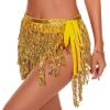 imageBelly Dance Skirt Sequins Tassel Hip Scarf Fringe Skirt Rave Party Dance Performance Costume for Women GirlsGold