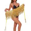 imageBelly Dance Skirt Sequins Tassel Hip Scarf Fringe Skirt Rave Party Dance Performance Costume for Women GirlsGold