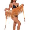 imageBelly Dance Skirt Sequins Tassel Hip Scarf Fringe Skirt Rave Party Dance Performance Costume for Women GirlsOrange