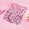 imageBelly Dance Skirt Sequins Tassel Hip Scarf Fringe Skirt Rave Party Dance Performance Costume for Women GirlsPink