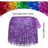 imageBelly Dance Skirt Sequins Tassel Hip Scarf Fringe Skirt Rave Party Dance Performance Costume for Women GirlsPurple
