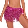 imageBelly Dance Skirt Sequins Tassel Hip Scarf Fringe Skirt Rave Party Dance Performance Costume for Women GirlsRose