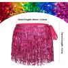 imageBelly Dance Skirt Sequins Tassel Hip Scarf Fringe Skirt Rave Party Dance Performance Costume for Women GirlsRose
