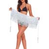 imageBelly Dance Skirt Sequins Tassel Hip Scarf Fringe Skirt Rave Party Dance Performance Costume for Women GirlsSilver