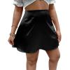 imageSatin Mini Skirt High Waisted Silk Skirts for Women Trendy Solid Color Short SkirtBlack