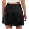 imageSatin Mini Skirt High Waisted Silk Skirts for Women Trendy Solid Color Short SkirtBlack