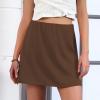 imageSatin Mini Skirt High Waisted Silk Skirts for Women Trendy Solid Color Short SkirtBrown