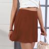 imageSatin Mini Skirt High Waisted Silk Skirts for Women Trendy Solid Color Short SkirtWine