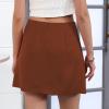 imageSatin Mini Skirt High Waisted Silk Skirts for Women Trendy Solid Color Short SkirtWine