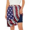 imageTennis Skirt for Women with Pockets Athletic Skort Knee Length Golf High Waist Skirt Drawstring ShortsAmerican Flag