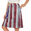 imageTennis Skirt for Women with Pockets Athletic Skort Knee Length Golf High Waist Skirt Drawstring ShortsAmerican Flag