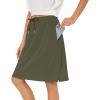imageTennis Skirt for Women with Pockets Athletic Skort Knee Length Golf High Waist Skirt Drawstring ShortsArmy Green