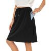 imageTennis Skirt for Women with Pockets Athletic Skort Knee Length Golf High Waist Skirt Drawstring ShortsBlack