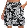 imageTennis Skirt for Women with Pockets Athletic Skort Knee Length Golf High Waist Skirt Drawstring ShortsBlack Retro