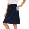 imageTennis Skirt for Women with Pockets Athletic Skort Knee Length Golf High Waist Skirt Drawstring ShortsDark Blue