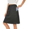 imageTennis Skirt for Women with Pockets Athletic Skort Knee Length Golf High Waist Skirt Drawstring ShortsDeep Gray
