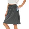 imageTennis Skirt for Women with Pockets Athletic Skort Knee Length Golf High Waist Skirt Drawstring ShortsGray