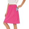 imageTennis Skirt for Women with Pockets Athletic Skort Knee Length Golf High Waist Skirt Drawstring ShortsHot Pink