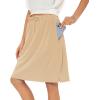 imageTennis Skirt for Women with Pockets Athletic Skort Knee Length Golf High Waist Skirt Drawstring ShortsKhaki